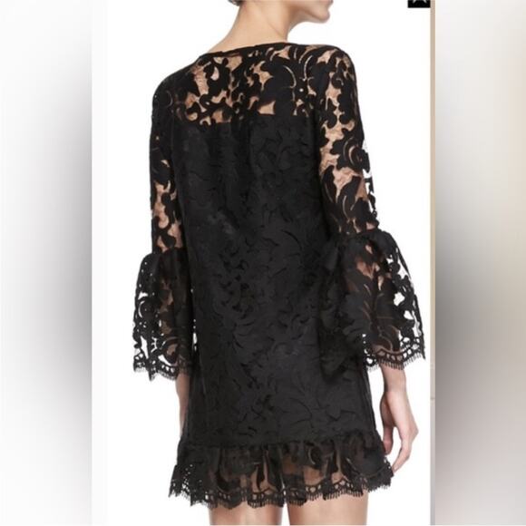 Alexis Eloy Ruffle Hem Lace Dress Bell Sleeve in Black Size XS - Picture 2 of 13